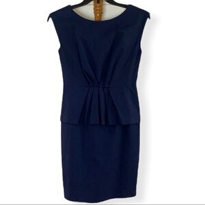 - Shoshanna Navy Peplum Waist Sheath Dress Mini